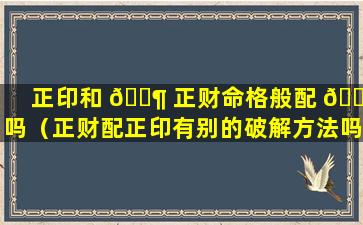 正印和 🐶 正财命格般配 🌴 吗（正财配正印有别的破解方法吗）